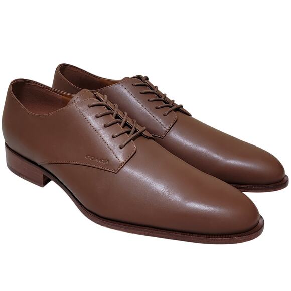 Coach Men Sculpt C Derby Lace Up Oxfords Size US 12D Saddle Brown Leather - Picture 1 of 5